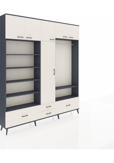 Arges Dolap 18 Raflı 4 Çekmeceli Tek Askılı 220x30x243 Antrasit-aytaşı/aytaşı Aytası/aytası Arges Dolap 18 Raflı 4 Çekmeceli Tek Askılı 220x30x243 Antrasit-aytaşı/aytaşı Aytası/aytası