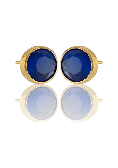 Kadir Jewellery 22 Ayar Altın Kaplama Kadın Minimal Küpe -el İşçiliği Ve Hipoalerjenik Küpe Parlement Mavisi 02276399