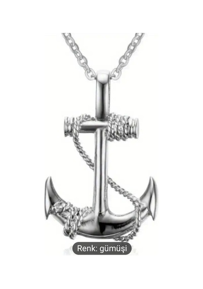 Yıwushı 1 Adet Vintage Boy's Navy Anchor Hip Hop Titanyum Çelik Çapa Kolye Gümüş Rengi
