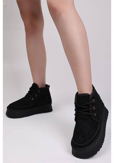 Silvana Kadın Bağcıklı Ugg A010-h61 Siyah