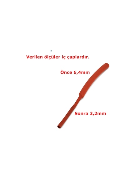 1 Metre 6,4mm Kırmızı Isı İle Daralan Makaron Kablo Izolasyon