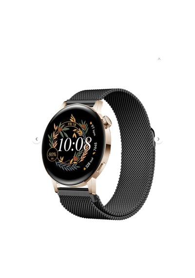 Huawei Watch Gt3 Elegant / Gt2 42mm Uyumlu 20mm Manyetik Milanese Loop Metal Kordon Siyah