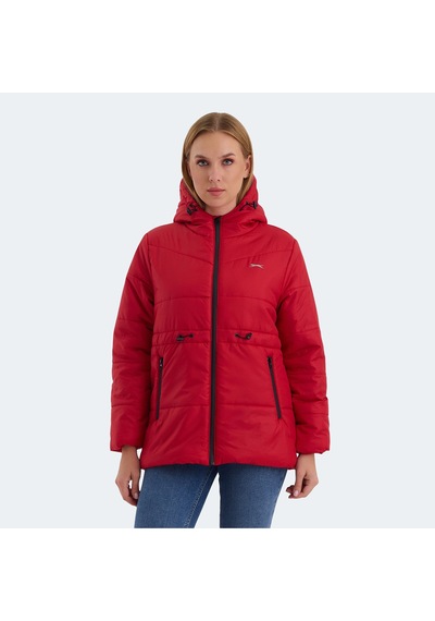Slazenger CALLU Kadın Kapüşonlu Şişme Kırmızı Mont & Kaban