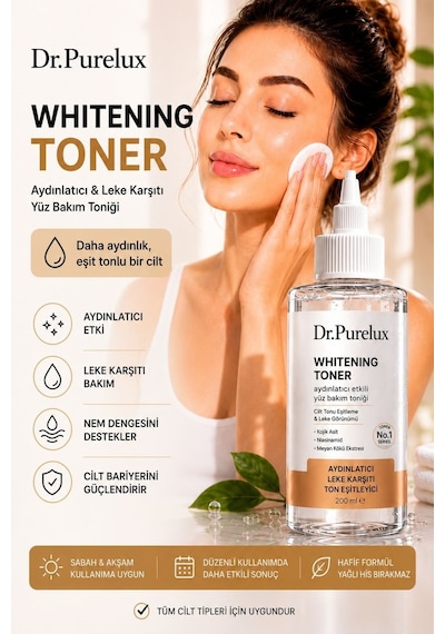 Leke Karşıtı - Ton Eşitleme Whitening Toner 200 Ml Kojik Asit, Niasinamid Ve Meyan Kökü İçeren Ayd