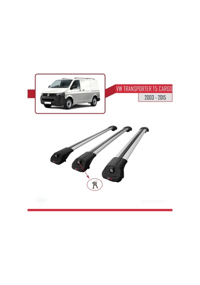 Volkswagen Transporter T5 2003-2015 Arası İle Uyumlu Ace-1 Ara Atkı Tavan Barı Gri 3 Adet Bar