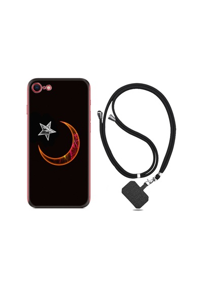 Apple Uyumlu iPhone 6 6S Kılıf Boyun Askılı Ay Yıldız 1884