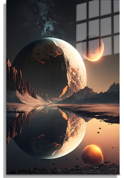 Space/uzay Yapay Zeka Özel Tasarım Cam Tablo Ofis, Mutfak Çocuk Odası, Salon 98