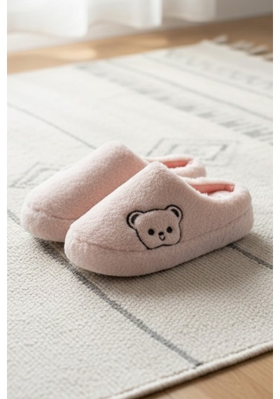Modafrato Fluffy Ayıcık Desenli Kadın Ev Terliği Kışlık Yünlü Terlik Ses Yapmayan İçi Yünlü Günlük Rahat Terlik Pudra Modafrato Fluffy Ayıcık Desenli Kadın Ev Terliği Kışlık Yünlü Terlik Ses Yapmayan İçi Yünlü Günlük Rahat Terlik Pudra