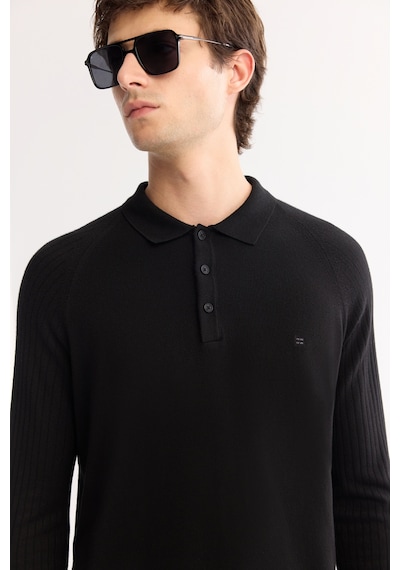 Avva Erkek Siyah Polo Yaka Düğmeli Soft Touch Dokulu Triko Regular Fit Kazak A52y5030 Avva Erkek Siyah Polo Yaka Düğmeli Soft Touch Dokulu Triko Regular Fit Kazak A52y5030
