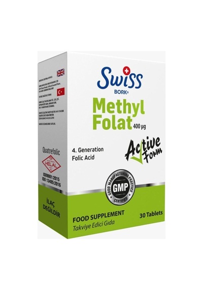 Swiss Bork Methyl Folat Active Form 400 Μg Takviye Edici Gıda 4. Nesil Aktif Folat 30 Tablet