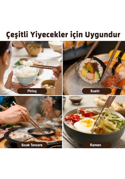 Valkyrie 5 Çift Ahşap Japon Yemek Çubuğu Seti Kutulu 22,4 Cm El Yapımı Sushi Chopstick