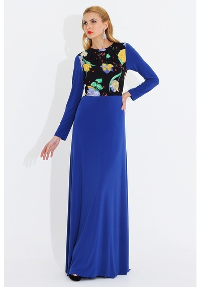 Nidya Moda Büyük Beden Elbise-4046Sx Saks