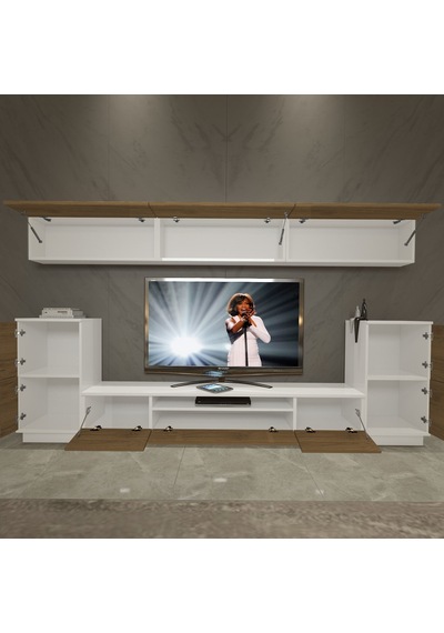 Decoraktiv Trendstyle 9 Mdf Tv Ünitesi Tv Sehpası - Beyaz Pera Beyaz - Meşe