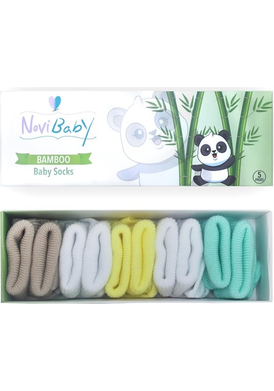 Novibaby 5'li Bambu Yenidoğan Bebek Çorabı I Summer I 0-6 ay "Karışık Renkli"