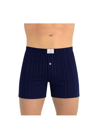 Öts Erkek %100 Pamuk Boxer Çizgili Düğmeli Ergonomik Tasarım 2652 İndigo