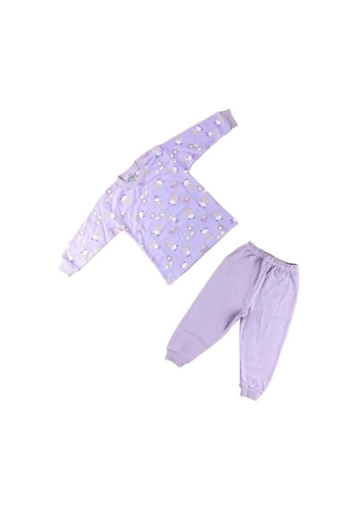 Kız Çocuk Tavşanlı Pijama-12486 Lila