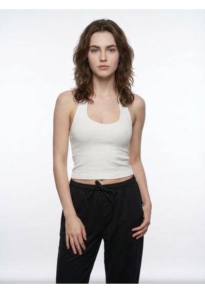 Slim Fit Kadın Top Beyaz