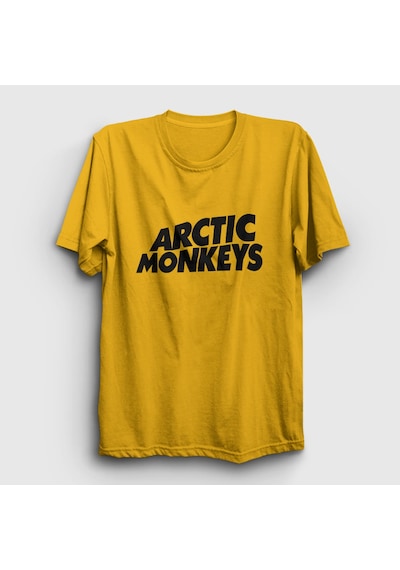 Presmono Unisex Logo Arctic Monkeys T-shirt Sarı