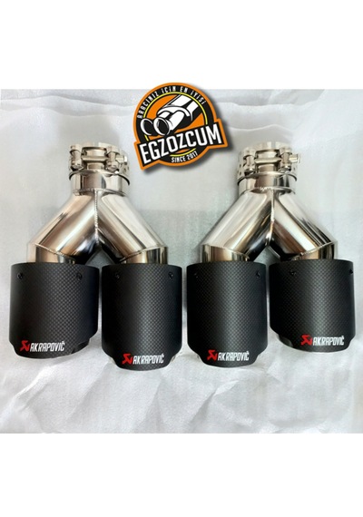 90 Mm. Akrapoviç Egsoz Eksoz Ucu İçi Krom Dual Çiftli Mat Karbon Sağ/sol Takım Uyumlu