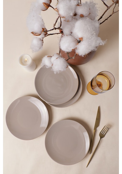 Keramika Taupe Ege Pasta Tabağı 20 Cm 4 Adet 594 Krem
