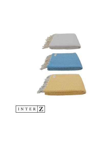 3'lü Set Peştemal Plaj Havlusu Pamuk , Xxl 100x180cm, Marmaris, Sarı-gri-mavi Çok Renkli