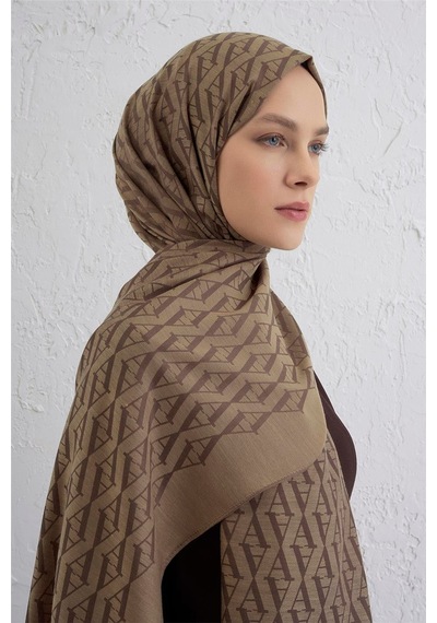 Armine Monogram Desen Edition Şal Sütlü Kahve