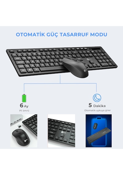 Lecoo KW201 Kablosuz Türkçe Q Klavye & Mouse Set