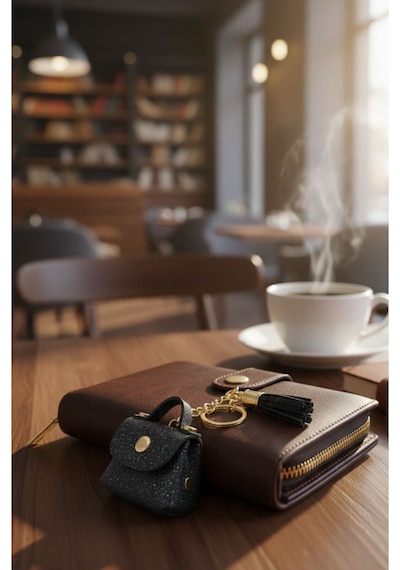 Pololiza Simli Bag Charm Mini Cüzdan / Çok Amaçlı Lüks Anahtarlık Ve Çanta Askı Süsü Çanta Aksesuar Siyah