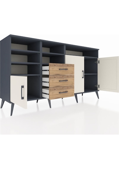 Hyperion Konsol 7 Raflı 3 Çekmeceli 3 Kapaklı 176x44x99 Antrasit- Antrasit-aytaşı/çam Hyperion Konsol 7 Raflı 3 Çekmeceli 3 Kapaklı 176x44x99 Antrasit- Antrasit-aytaşı/çam