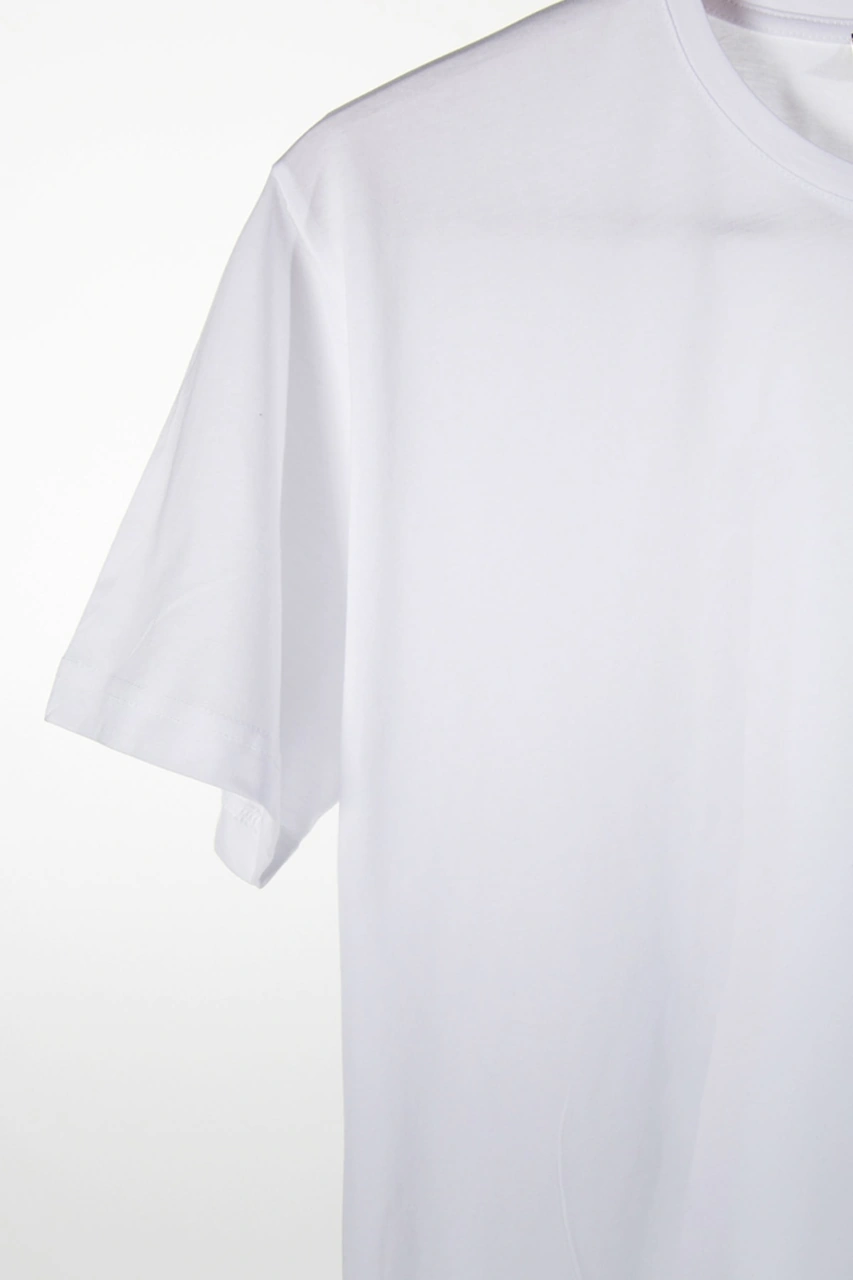 Unisex Beyaz Bisiklet Yaka Oversize Kalıp Basic Pamuklu T-shirt Beyaz