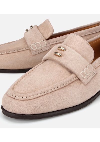 Hotiç Kadın Süet Deri Bej Toka Detaylı Klasik Loafer 01ayh321300a310 01ayh321300a310