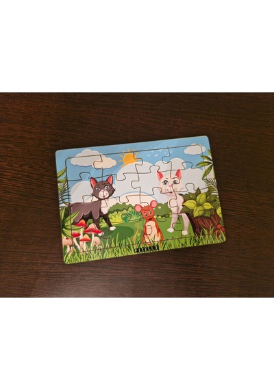 Kediler Ve Fare 16 Parça Eğitici Öğretici Ahşap Çocuk Puzzle Yapboz Bebek Çocuk Oyuncak