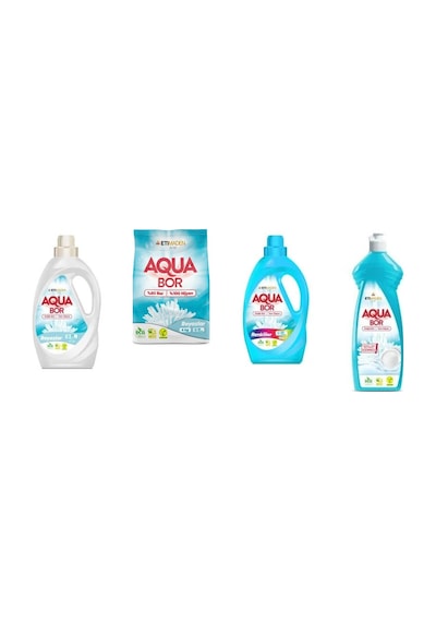 Aquabor Doğal Mineralli Sıvı Beyaz + 4 Kg Beyaz + Sıvı Renkliler + Elde Bulaşık 4 Lü Set 52945100