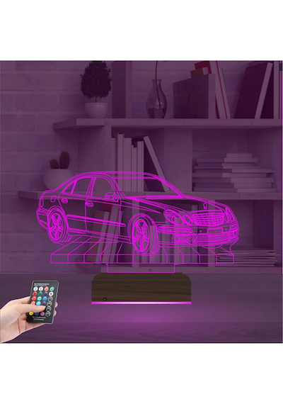 Luvivia Mercedes Araba C Seri Kişiye Özel 3d Lamba - Masa Gece Lambası Şeffaf