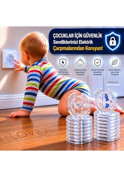 Şeffaf Otomatik Kapanan Priz Koruyucu 4 Adet Çocuk Ve Bebek Güvenlik Kapağı 3m Yapışkanlı Priz Koruma Kil