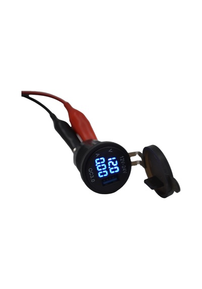 12v 24v Dc Usb Qc3.0 Şarj Port Voltmetreli Ampermetreli Yuvarlak