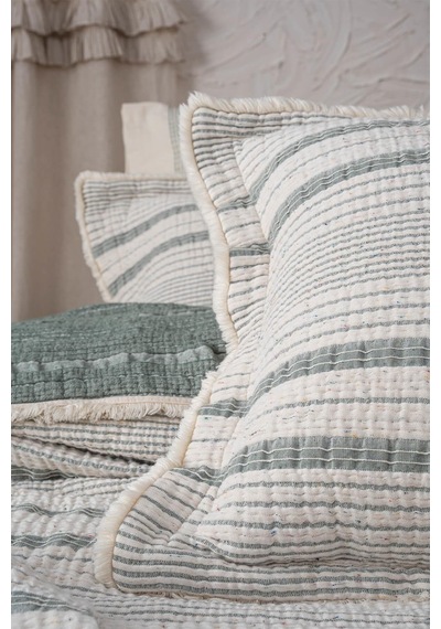 Ecocotton Hivda Yeşil %100 Organik Pamuk Müslin Dolgulu Çift Kişilik Yatak Örüsü Yeşil
