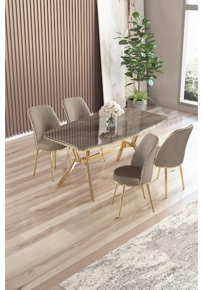 Canisa Lena Serisi 90x160 Antrasit İroni Gold Kaplama Ayaklı Masa Takımı Ve 4 Cappucino Sandalye Antrasit İroni Masa Cappucino Sandalye Canisa Lena Serisi 90x160 Antrasit İroni Gold Kaplama Ayaklı Masa Takımı Ve 4 Cappucino Sandalye Antrasit İroni Masa Cappucino Sandalye