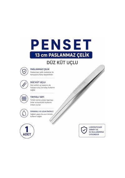 Penset Düz Küt Uçlu 13 Cm Paslanmaz Çelik