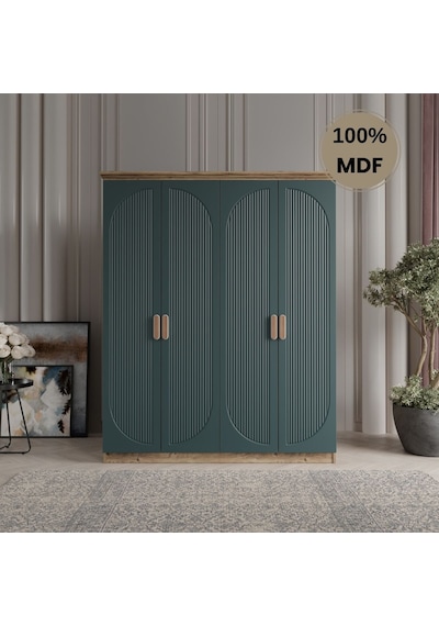 Soho 4 Kapak Mdf Gardırop Yeşil