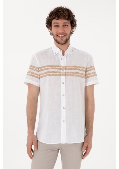 U.S. Polo Assn. U.s. Polo Assn. Erkek Kısa Kollu Regular %100 Pamuk Gömlek 2172106 Camel