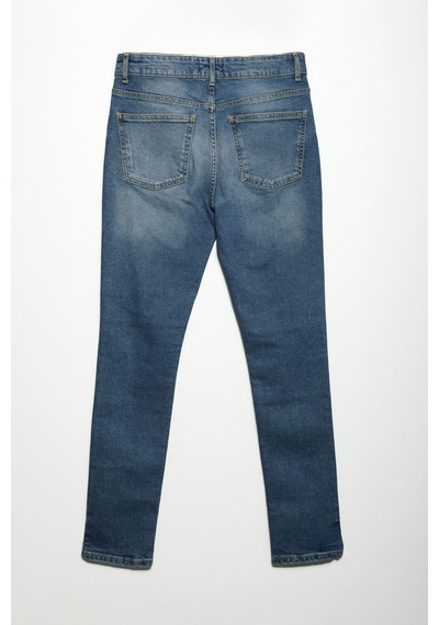 Blue White Erkek Yırtık Detay Likralı Skinny Fit Açık Mavi Jean Pantolon 28