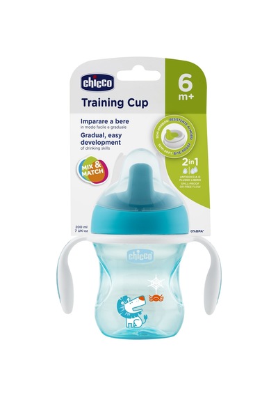 Chicco Yarı Yumuşak Uçlu Eğitim Bardağı 200 ml 6 Ay+ Erkek Yeşil