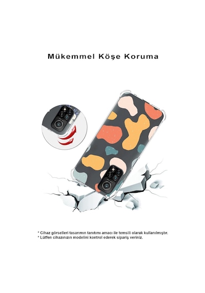 Huawei Mate 20 Lite Uyumlu Köşe Korumalı Antişok Kapak Geometrik Şekiller Tasarımlı Şeffaf Kılıf