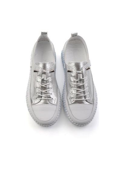 Lame Hakiki Deri Kadın Sneaker K01045250303 Gümüş
