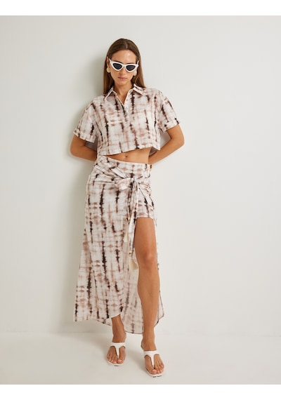 Koton Koton X Şahika Ercümen - Crop Polo Yaka Tişört Kısa Kollu Batik Desenli Kahverengi Desenli 4sak60188ew Kahverengi Desenli Koton Koton X Şahika Ercümen - Crop Polo Yaka Tişört Kısa Kollu Batik Desenli Kahverengi Desenli 4sak60188ew Kahverengi Desenli