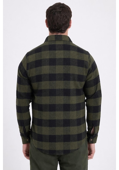 Tudors Erkek Slim Fit Dar Kesim Kareli Kışlık Oduncu Gömlek-42354 Haki