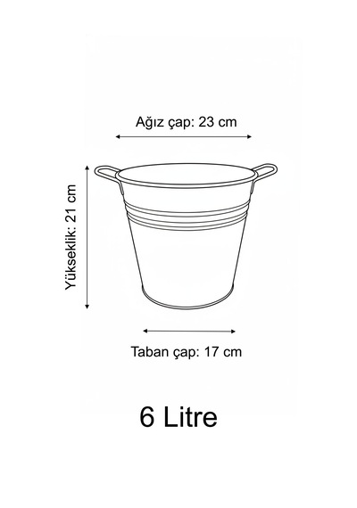 6 Litre Paslanmaz Metal Leğen - Bakır Renk Çok Amaçlı Kova Ve Bahçe/balkon Saksılığı 23 Cm Çap