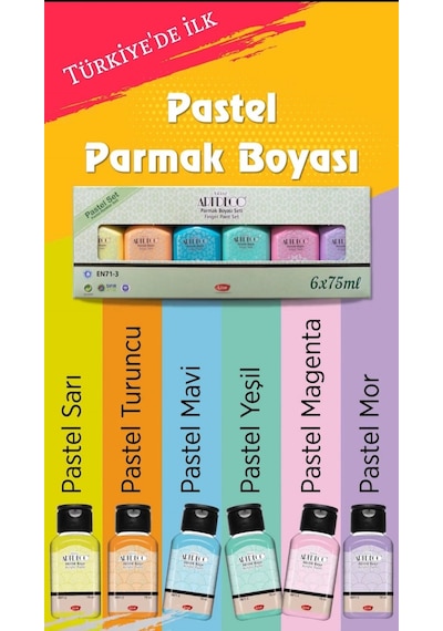 Artdeco 6x75ml Su Bazlı Parmak Boyası Pastel Renkler