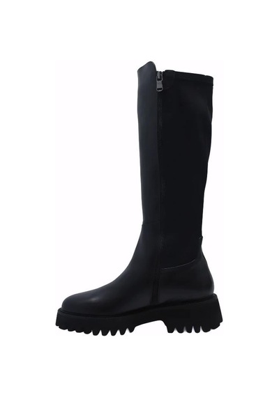 Poletto Hakiki Deri /tekstil Sıyah Çizme Düz 5780 77 S-848 Siyah